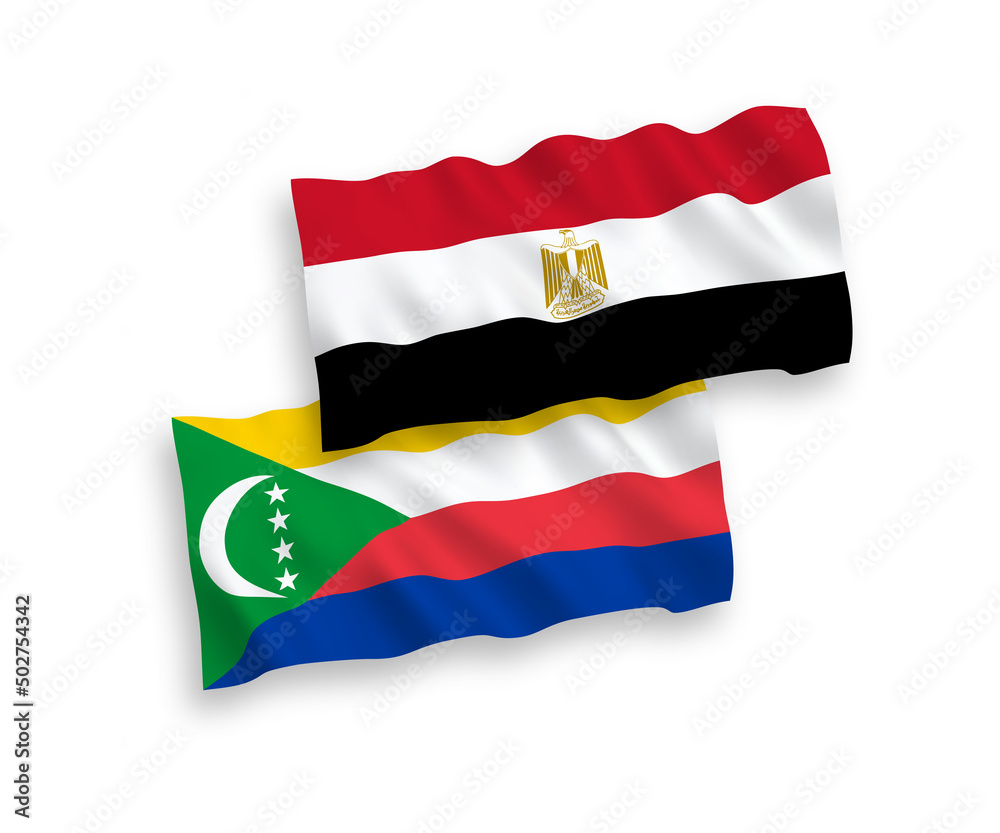 Flags of Union of the Comoros and Egypt on a white background Flags of Union of the Comoros and Egypt on a white background