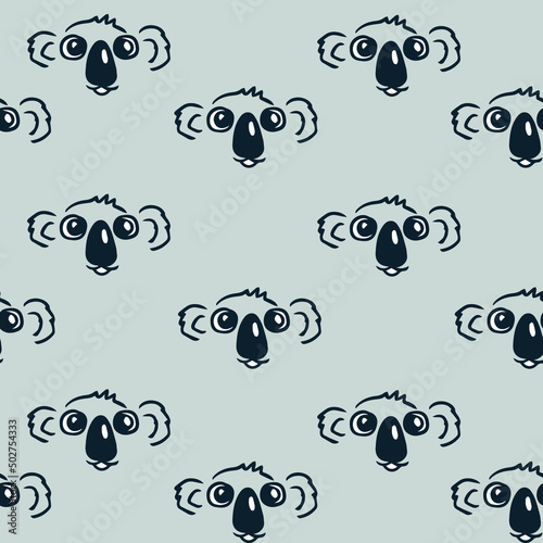 Seamless pattern with koala face. Background for textile, fabric, wrapping paper, socks, clothes, web, kids wear, stationery and other designs photo