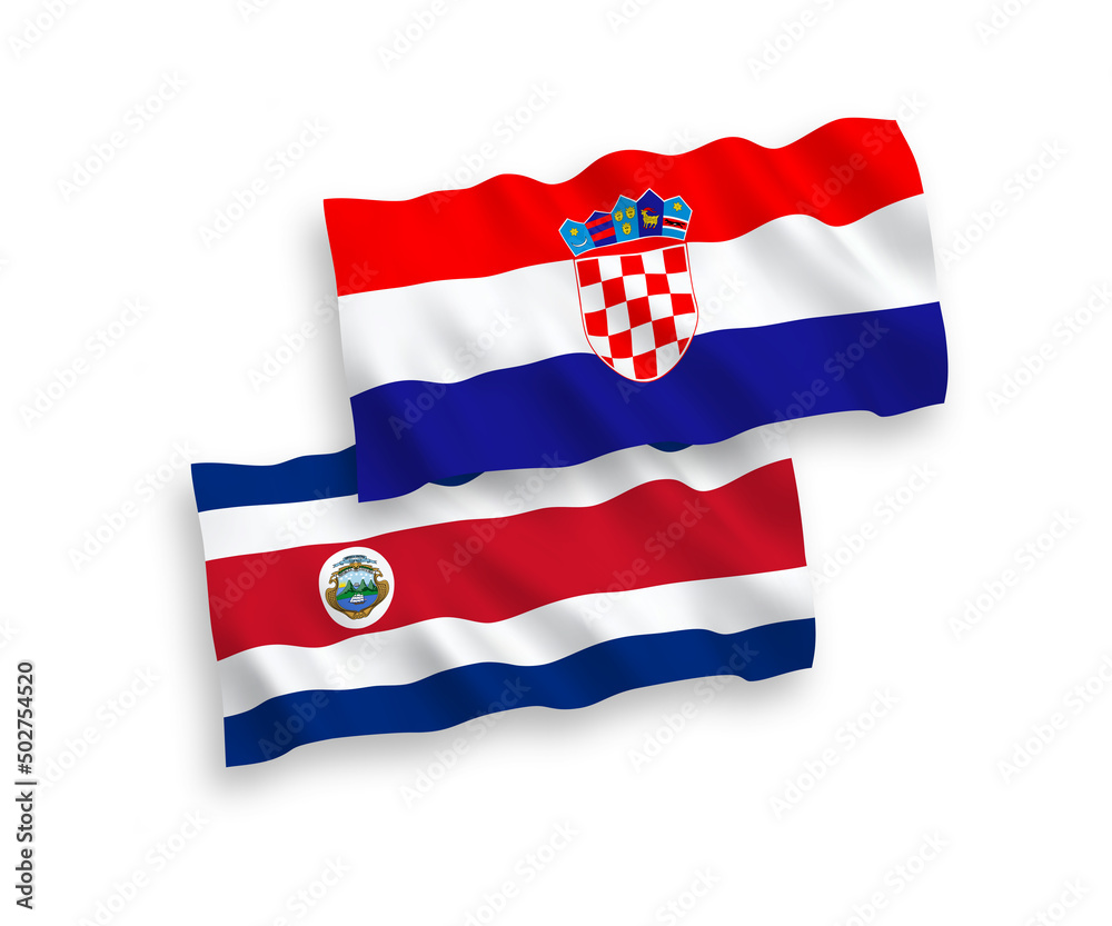 Naklejka premium Flags of Republic of Costa Rica and Croatia on a white background
