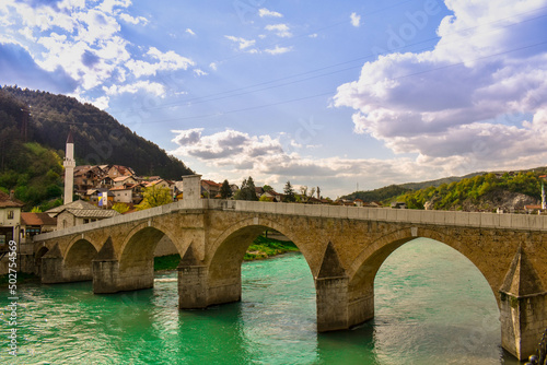 Konjic Neretva river and old bridge in konjic Bosnia And Hezegovina © diego_hz