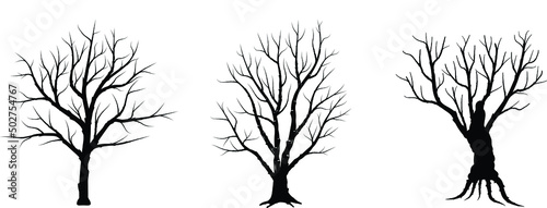 set of three silhouette tree trunk.