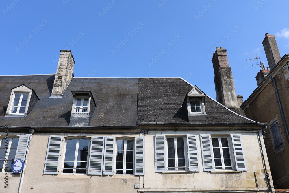 Maison typique, vue de l'extérieur, ville de Bourges, département du Cher, France