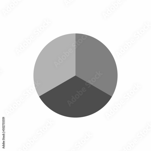 Pie chart with three same size sectors vector illustration on white background