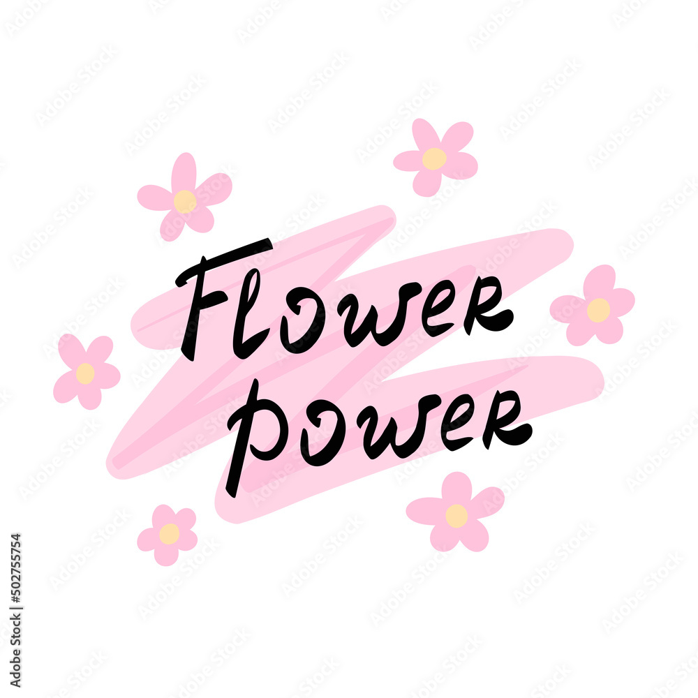 Flower power. Hippie. Vector Illustration for printing, backgrounds, covers, packaging, greeting cards, posters, stickers, textile and seasonal design. Isolated on white background.