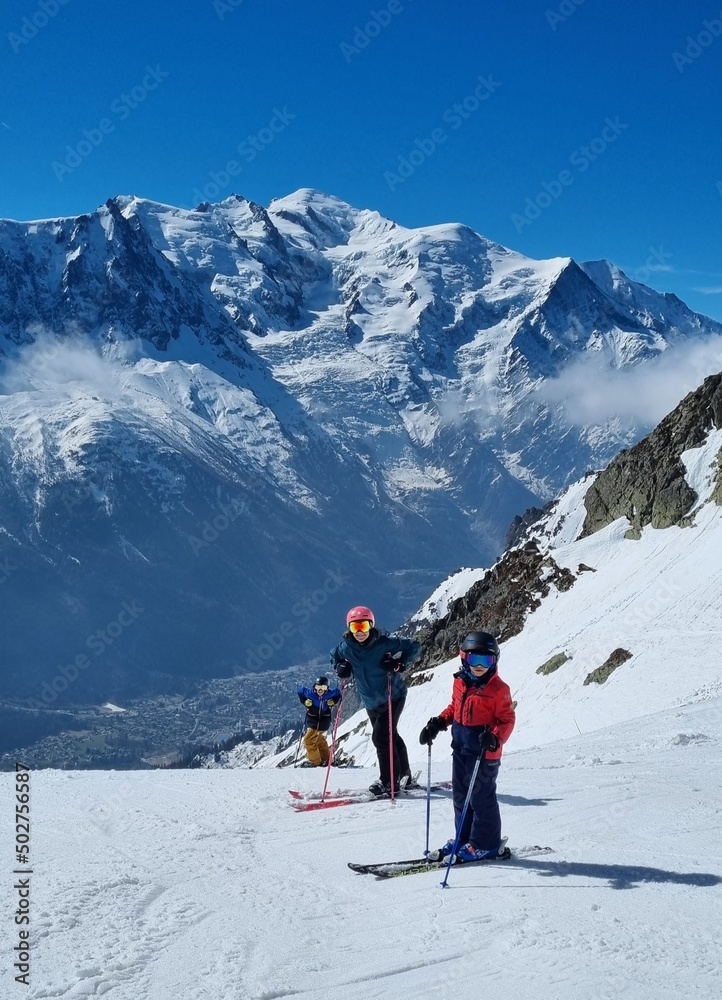 Famille au ski à Chamonix