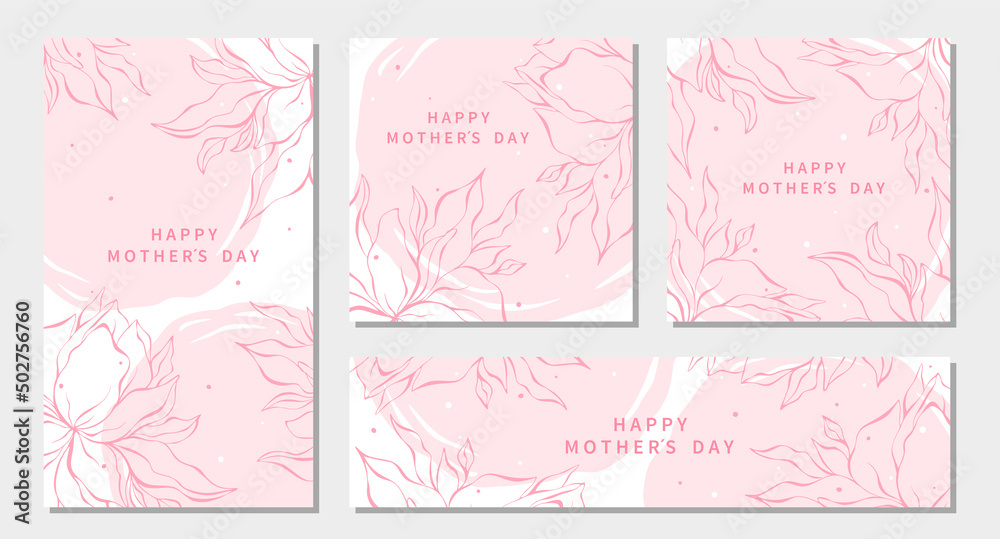 Mother's Day greeting cards with beautiful flowers in pastel colors. Vector illustration design for banner, poster and social media