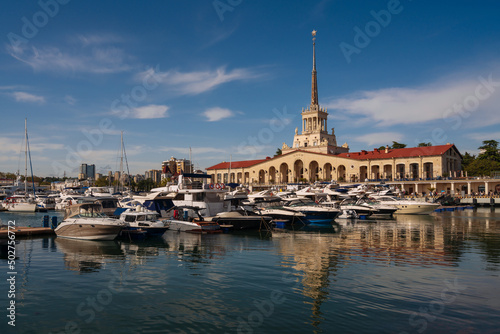 View of the Sea station of Sochi on a sunny summer day, Krasnodar Territory, Russia