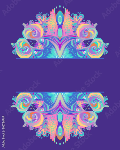 Decorative Indian round lace frame in mandala style. Vintage vector pattern i...