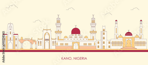 Cartoon Skyline panorama of city of Kano, Nigeria - vector illustration