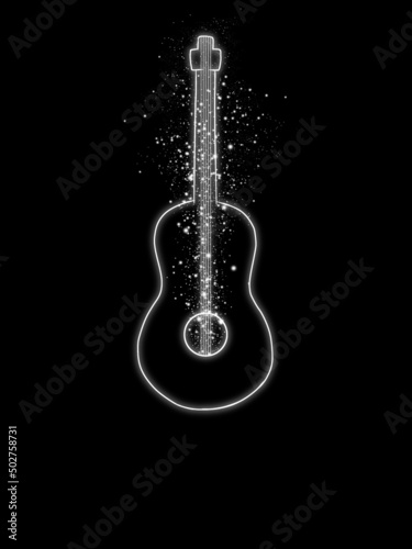 acoustic guitar illustration with sparkles