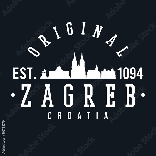 Zagreb, Croatia Skyline Original. A Logotype Sports College and University Style. Illustration Design Vector City.