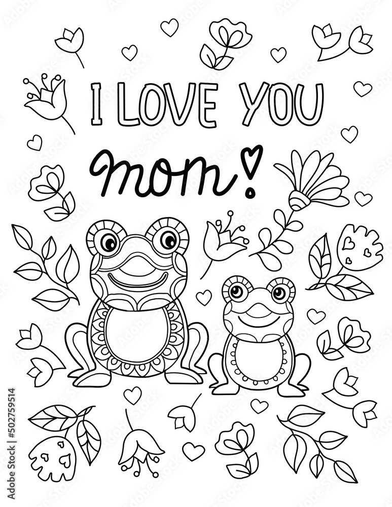 Happy Mother's day! Hand drawn coloring pages for kids and adults. Beautiful drawings with patterns and details. Spring coloring book pictures with blooming branches, flowers, smile, stickers, quotes Happy Mother's day! Hand drawn coloring pages for kids and adults. Beautiful drawings with patterns and details. Spring coloring book pictures with blooming branches, flowers, smile, stickers, quotes