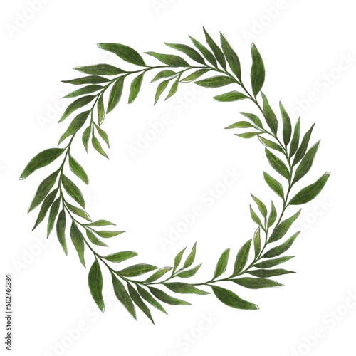 Watercolor laurel wreath  isolated on white background. Hand drawn illustration
