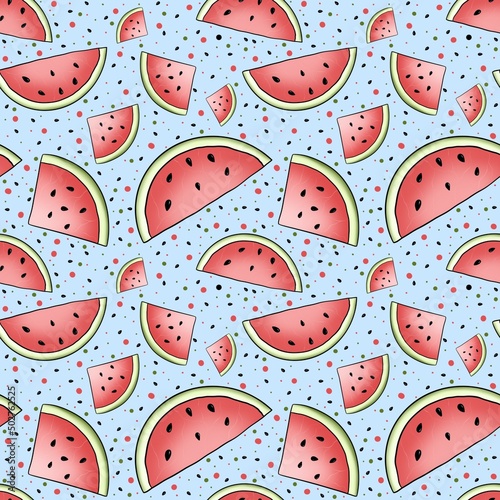 seamless pattern with red watermelon 