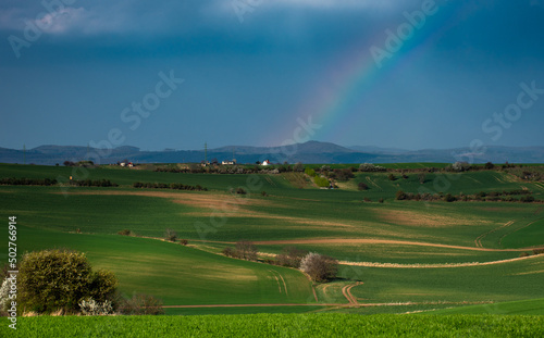 Beautiful green hills in spring