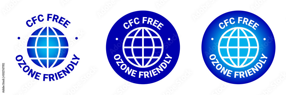 CFC Free, ozone friendly vector round icon badge