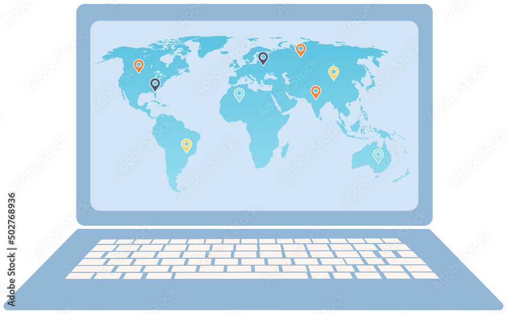Computer Key World Map Pdf High detailed world map on laptop screen. Computer program for ...