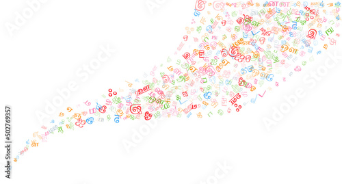 Colorful vector background made from Tamil alphabets, scripts, letters or characters in flat style.
