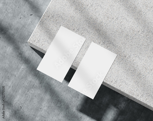 Blank white business card on the concrete, branding paper, 3d rendering, 3d illustration 
