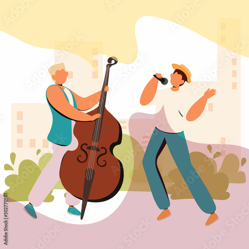 Street musicians playing in the park