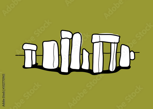 Prehistoric monoliths. Stonehenge. Stone sculptures. Cartoon style basic vector illustration.