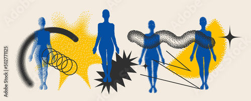 Abstract Vector Pattern Composition With geometric shapes, human body