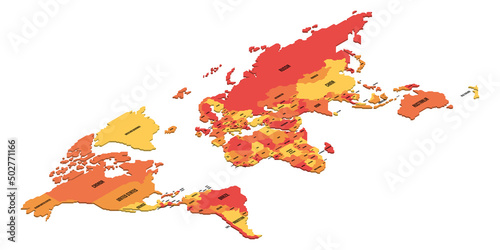 Isometric political map of World