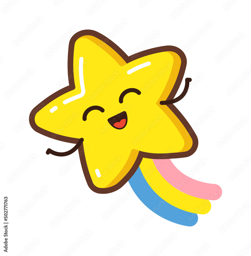 Cartoon happy flying star character. Vector illustration Cartoon happy flying star character. Vector illustration