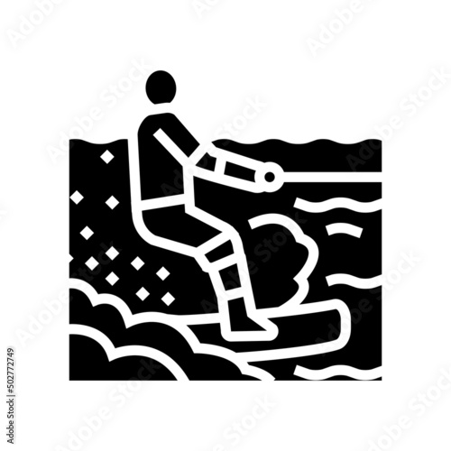 wakeboarding extreme sport glyph icon vector. wakeboarding extreme sport sign. isolated contour symbol black illustration