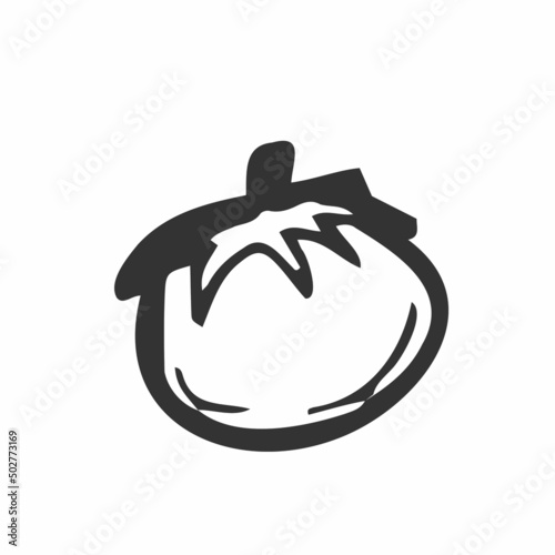 hand drawn tomato. Organic eco food. Isolated on the white background. Vector black hand drawn vintage engraving illustration for poster, label, menu, web. Tomato hand drawn vector illustration.