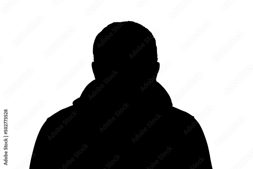 Unknown male person silhouette isolated on white background