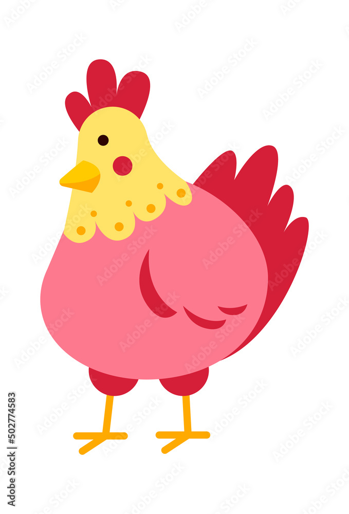 Farm animal hen Cartoon. Vector illustration