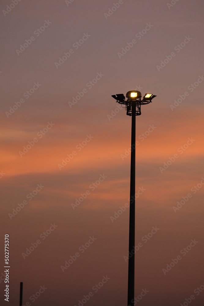 street lamp in sunset
