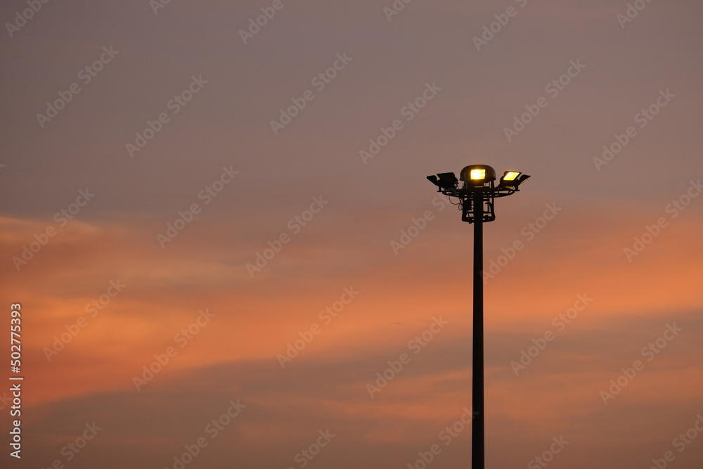 street light at sunset