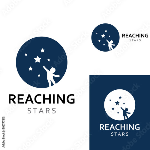 A logo to reach the stars or a logo to reach a dream or goal. Logo using concept design vector illustration template.