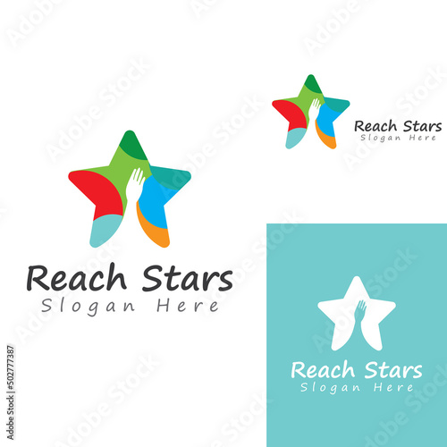 A logo to reach the stars or a logo to reach a dream or goal. Logo using concept design vector illustration template.