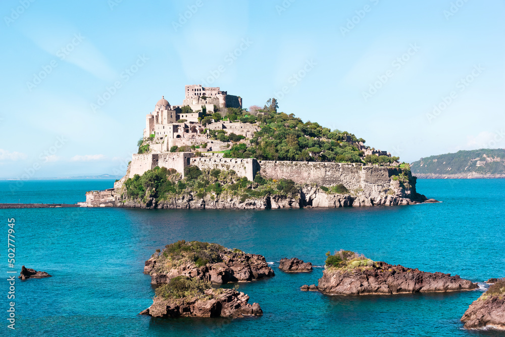 Aragonese Castle overview from bay - Ischia Island icon