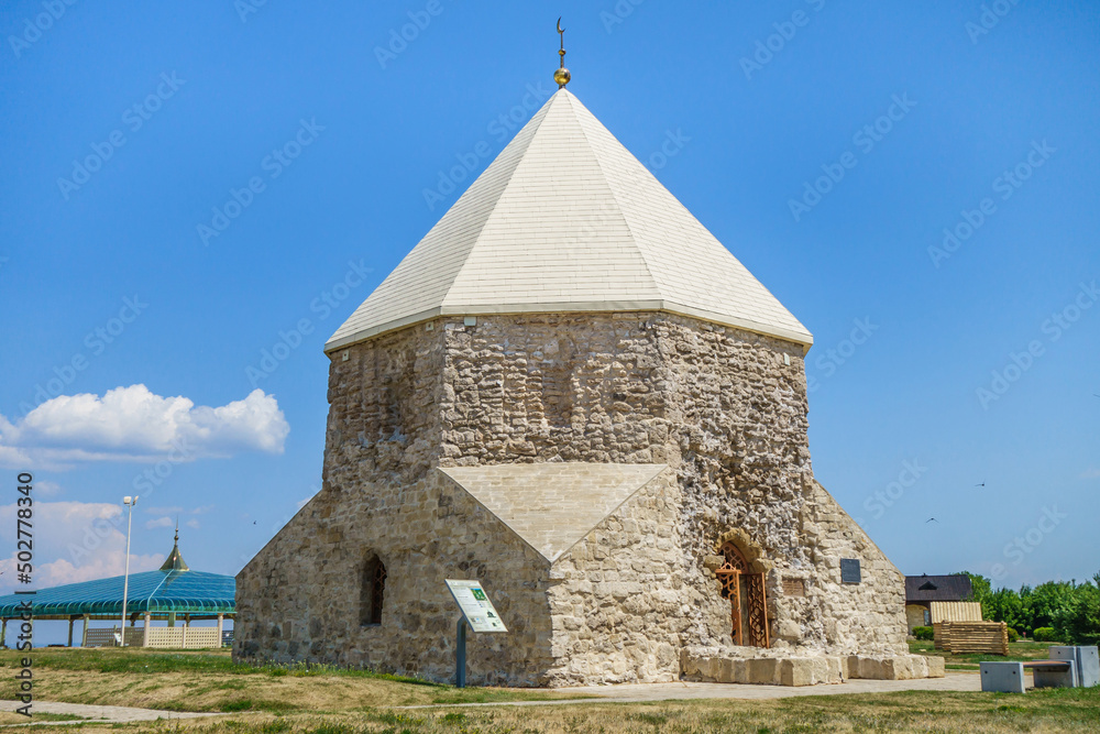 Building of the Eastern Mausoleum, a monument of the times of the Volga Bulgaria (14th century). Shot in Bolgar, Russia