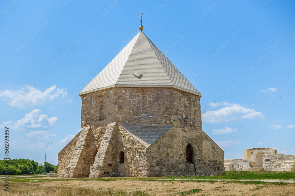 Building of Eastern Mausoleum, monument of the times of the Volga Bulgaria (XIV century). Shot in Bolgar, Russia