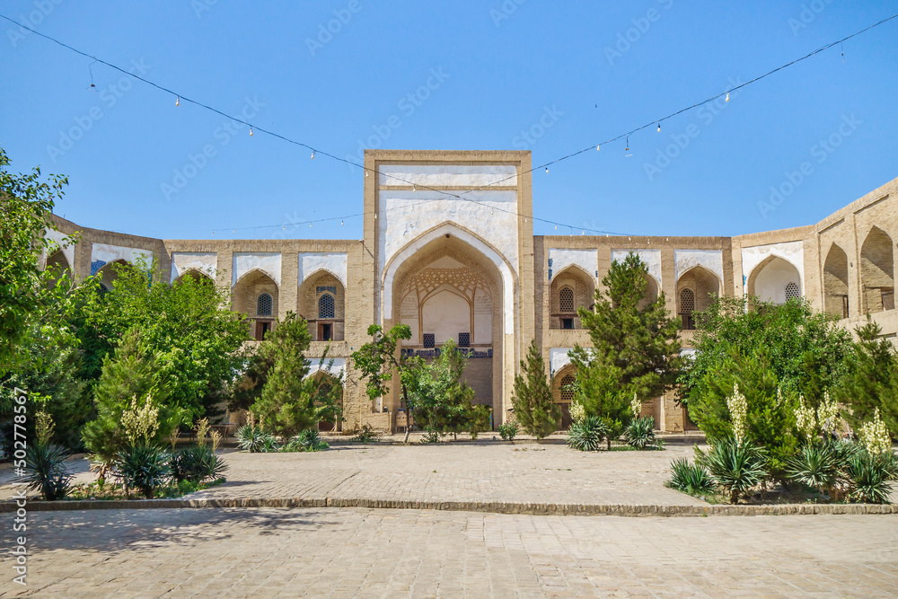 Courtyard of the Kukeldash Madrasah in Bukhara, Uzbekistan. Built in 1569. This is the oldest building of the Lyabi-Hauz architectural ensemble