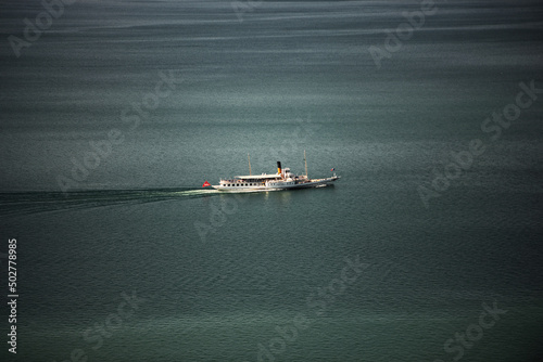 Tableau sur toile Lavaux Canton de Vaud bateau belle époque
