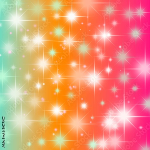 Sparkling stars with colorful backgrounds are used as background decorations.