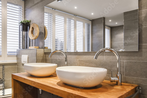 Bathroom with sinks and mirror