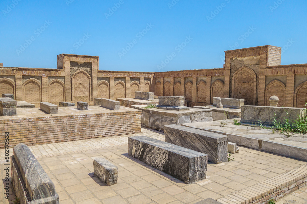 Panorama of medieval Muslim tombs in the Chor Bakr memorial complex, Bukhara, Uzbekistan
