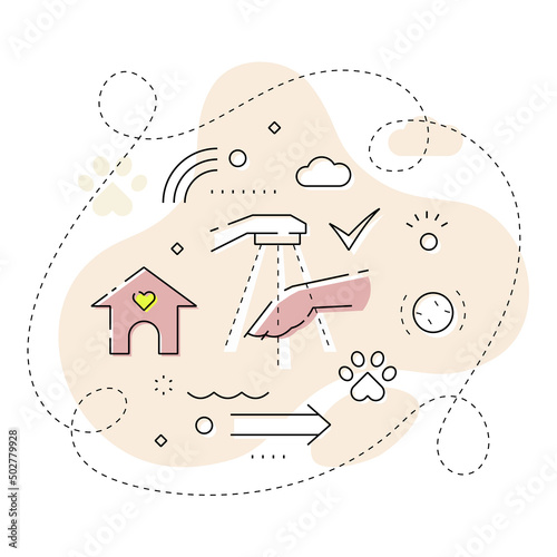 Dog Paw And Dog Booth Illustration