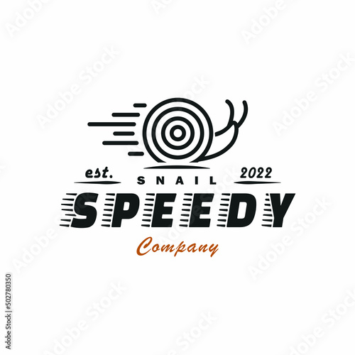 Fastest conch spiral line art logo design concept. Snail logo brand innovation runs very fast