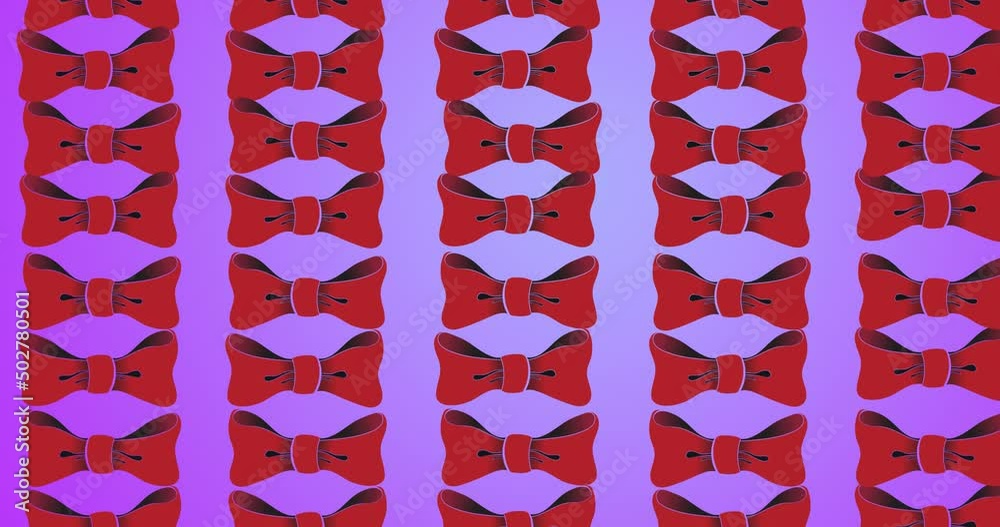 Animation of bow ties floating over purple background Animation of bow ties floating over purple background