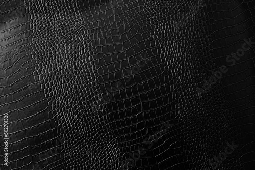 black crocodile leather texture. luxury black leather closeup texture background for pattern design.