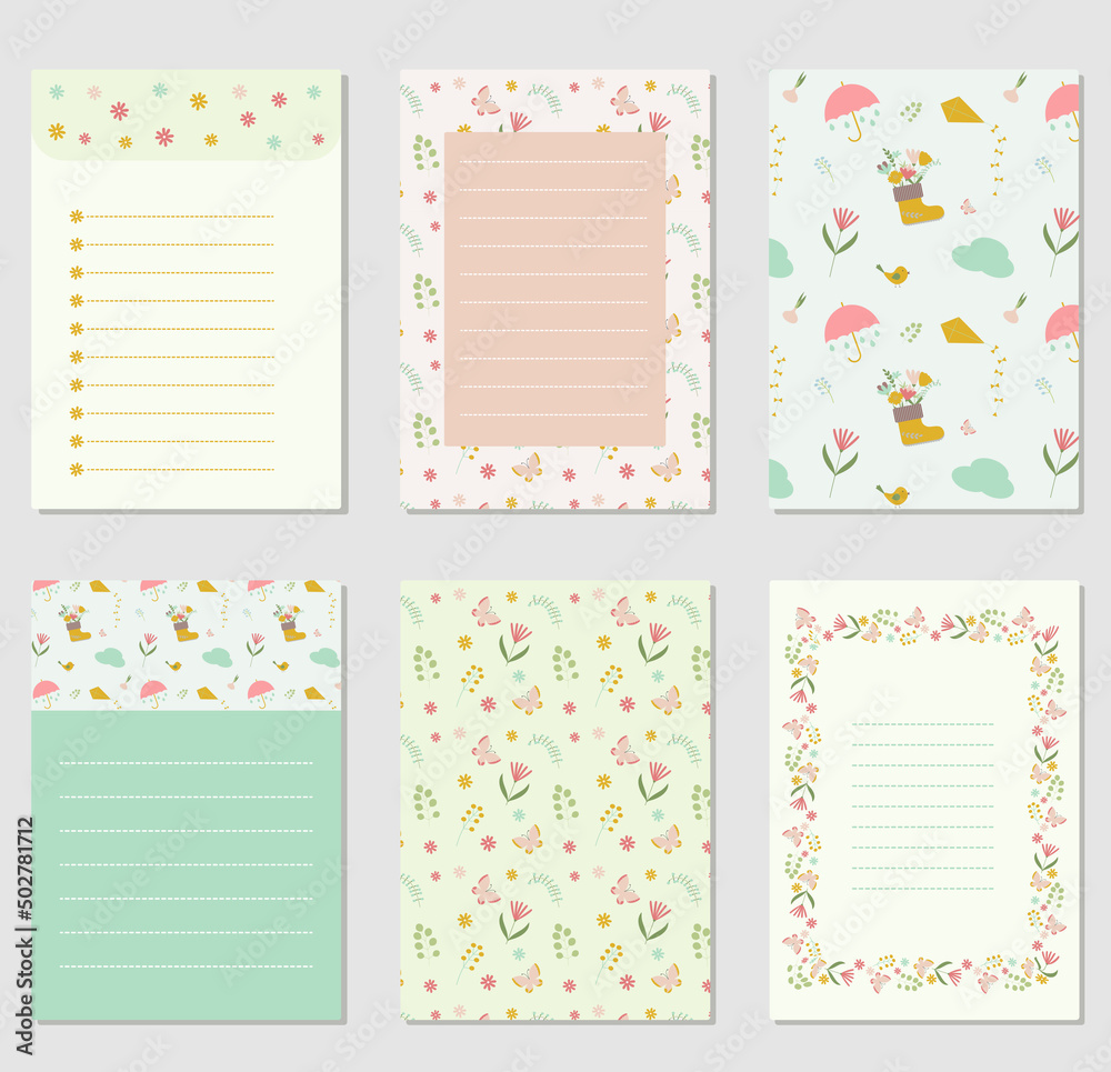 Collection of cute note paper - obrazy, fototapety, plakaty 