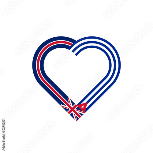 unity concept. heart ribbon icon of united kingdom and cuba flags. vector illustration isolated on white background